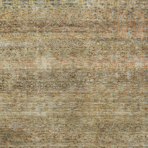 Homeroots 3' Artichoke Green Brown Gray Striped Washable Area Rug For Indoor And Outdoor Spaces, Durable Design 9' X 12' Polyester 605775