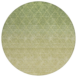 HomeRoots 5' Artichoke Green Geometric Indoor Outdoor Area Rug - Stylish, Washable, and Durable for Any Space 8' Round 605779