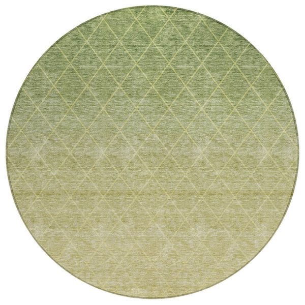 HomeRoots 5' Artichoke Green Geometric Indoor Outdoor Area Rug - Stylish, Washable, and Durable for Any Space 8' Round 605779