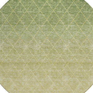 Homeroots 3' Artichoke Green Geometric Area Rug - Stylish, Washable & Durable For Indoor Or Outdoor Spaces 8' Round Polyester 605779