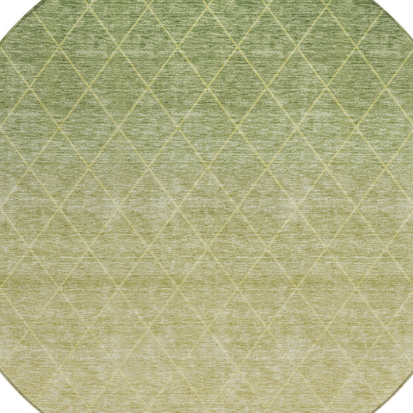 Homeroots 3' Artichoke Green Geometric Area Rug - Stylish, Washable & Durable For Indoor Or Outdoor Spaces 8' Round Polyester 605779