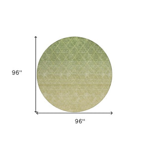 Homeroots 3' Artichoke Green Geometric Area Rug - Stylish, Washable & Durable For Indoor Or Outdoor Spaces 8' Round Polyester 605779