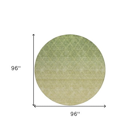 Homeroots 3' Artichoke Green Geometric Area Rug - Stylish, Washable & Durable For Indoor Or Outdoor Spaces 8' Round Polyester 605779
