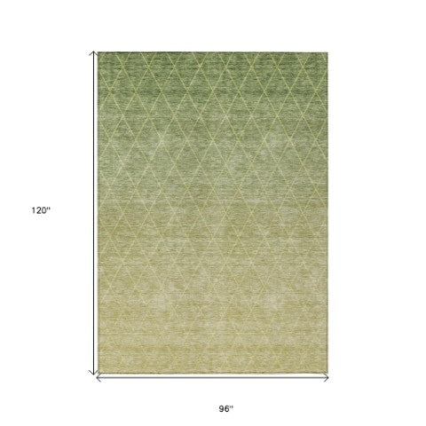Homeroots 3' Artichoke Green Geometric Area Rug - Stylish, Washable & Durable For Indoor Or Outdoor Spaces 8' X 10' Polyester 605780