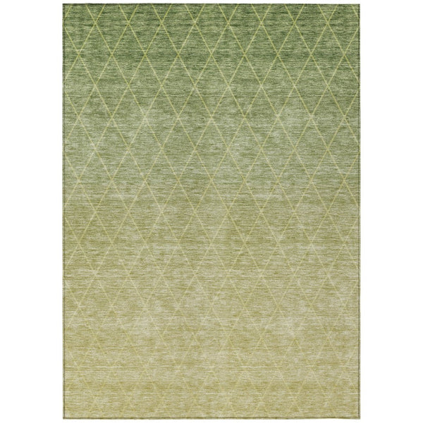 HomeRoots 5' Artichoke Green Geometric Indoor Outdoor Area Rug - Stylish, Washable, and Durable for Any Space 8' X 10' 605780