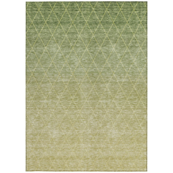 Homeroots 3' Artichoke Green Geometric Area Rug - Stylish, Washable & Durable For Indoor Or Outdoor Spaces 9' X 12' Polyester 605781