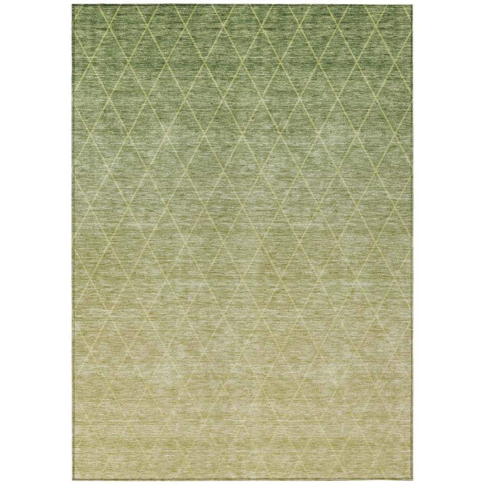 HomeRoots 9' Stylish Artichoke Green and Beige Geometric Washable Area Rug for Indoor/Outdoor Spaces 605781