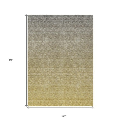 Homeroots 3' Artichoke Green Geometric Area Rug - Stylish, Washable & Durable For Indoor Or Outdoor Spaces 3' X 5' Polyester 605789