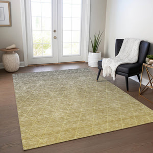Homeroots 3' Artichoke Green Geometric Area Rug - Stylish, Washable & Durable For Indoor Or Outdoor Spaces 5' X 8' Polyester 605790