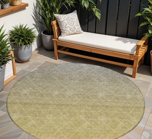 Homeroots 3' Artichoke Green Geometric Area Rug - Stylish, Washable & Durable For Indoor Or Outdoor Spaces 8' Round Polyester 605791