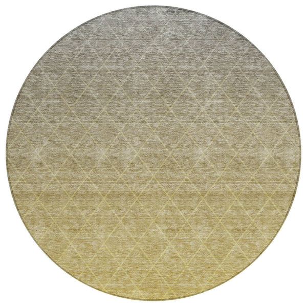 Homeroots 3' Artichoke Green Geometric Area Rug - Stylish, Washable & Durable For Indoor Or Outdoor Spaces 8' Round Polyester 605791