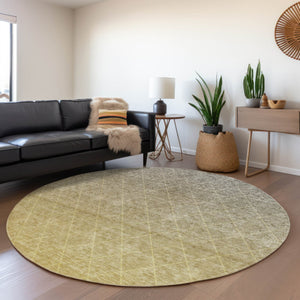 Homeroots 3' Artichoke Green Geometric Area Rug - Stylish, Washable & Durable For Indoor Or Outdoor Spaces 8' Round Polyester 605791