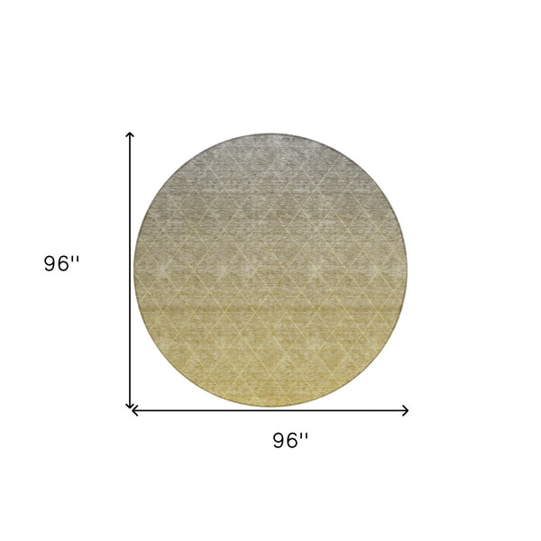 Homeroots 3' Artichoke Green Geometric Area Rug - Stylish, Washable & Durable For Indoor Or Outdoor Spaces 8' Round Polyester 605791