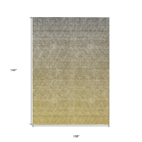 Homeroots 3' Artichoke Green Geometric Area Rug - Stylish, Washable & Durable For Indoor Or Outdoor Spaces 9' X 12' Polyester 605793