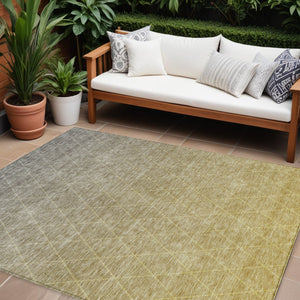 Homeroots 3' Artichoke Green Geometric Area Rug - Stylish, Washable & Durable For Indoor Or Outdoor Spaces 9' X 12' Polyester 605793