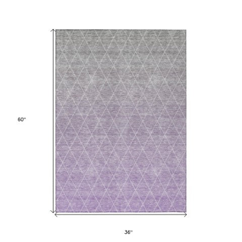 Homeroots 3' Artichoke Green Geometric Area Rug - Stylish, Washable & Durable For Indoor Or Outdoor Spaces 3' X 5' Polyester 605795