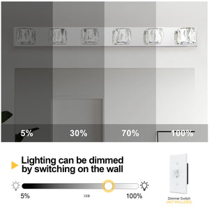 English Elm 41" Modern Crystal LED Wall Sconce 6-Light Chrome Vanity Light 1950LM 6000K Stainless Steel Accent W2312P374926