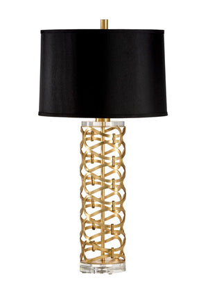 Wildwood Dazzling Hand-Finished Table Lamp In Antique Gold Leaf — Geometric Mid-Century Iron Sculpture, 33" H 60580