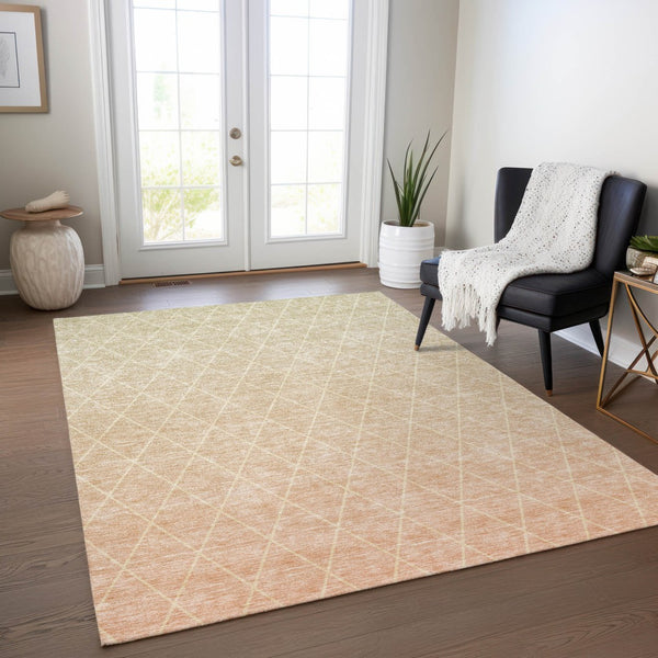 Homeroots 3' Artichoke Green Geometric Area Rug - Stylish, Washable & Durable For Indoor Or Outdoor Spaces 3' X 5' Polyester 605801