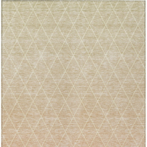 Homeroots 3' Artichoke Green Geometric Area Rug - Stylish, Washable & Durable For Indoor Or Outdoor Spaces 5' X 8' Polyester 605802