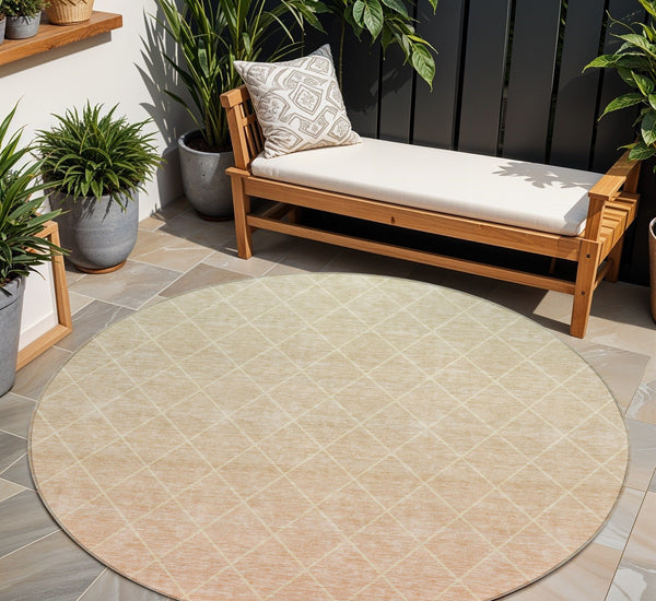 Homeroots 3' Artichoke Green Geometric Area Rug - Stylish, Washable & Durable For Indoor Or Outdoor Spaces 8' Round Polyester 605803