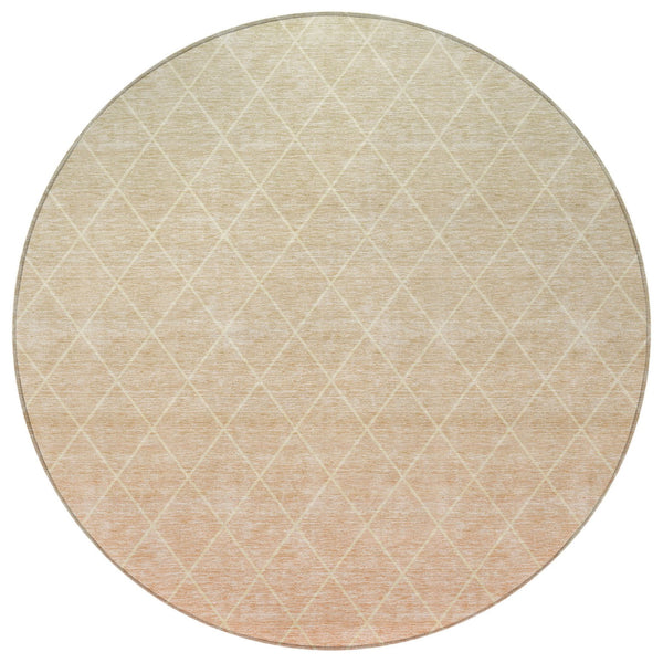 Homeroots 3' Artichoke Green Geometric Area Rug - Stylish, Washable & Durable For Indoor Or Outdoor Spaces 8' Round Polyester 605803