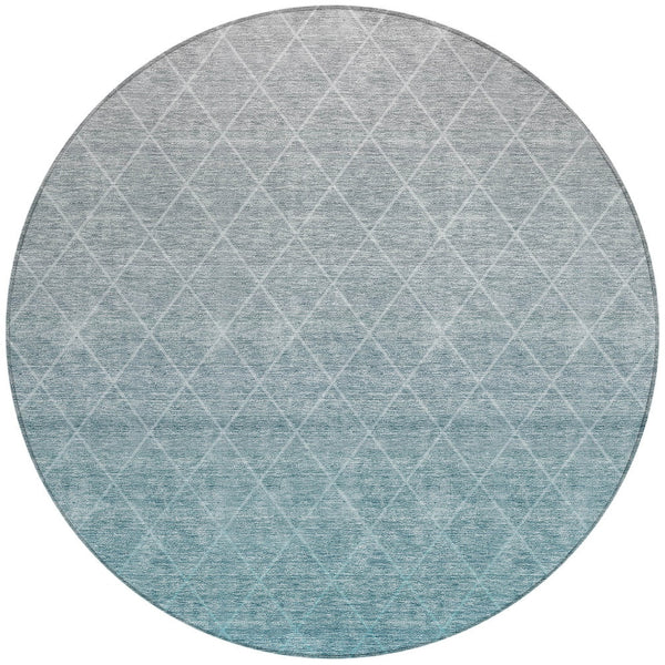 Homeroots 3' Artichoke Green Geometric Area Rug - Stylish, Washable & Durable For Indoor Or Outdoor Spaces 8' Round Polyester 605809