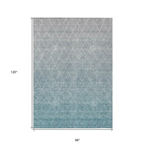 Homeroots 3' Artichoke Green Geometric Area Rug - Stylish, Washable & Durable For Indoor Or Outdoor Spaces 8' X 10' Polyester 605810