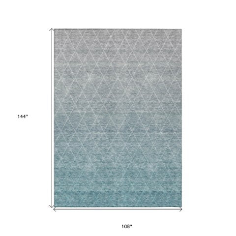 Homeroots 3' Artichoke Green Geometric Area Rug - Stylish, Washable & Durable For Indoor Or Outdoor Spaces 9' X 12' Polyester 605811