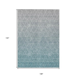 Homeroots 3' Artichoke Green Geometric Area Rug - Stylish, Washable & Durable For Indoor Or Outdoor Spaces 9' X 12' Polyester 605811