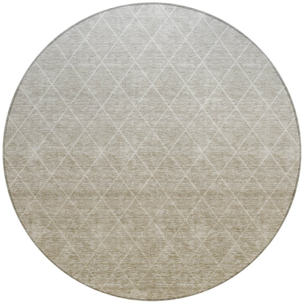 Homeroots 3' Artichoke Green Geometric Area Rug - Stylish, Washable & Durable For Indoor Or Outdoor Spaces 8' Round Polyester 605815