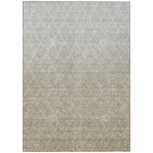 HomeRoots 5' Durable Taupe and Gray Geometric Area Rug for Indoor/Outdoor Use - Washable and Stain Resistant 8' X 10' 605816