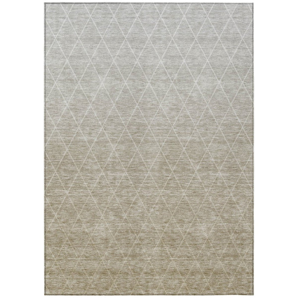 HomeRoots 5' Durable Taupe and Gray Geometric Area Rug for Indoor/Outdoor Use - Washable and Stain Resistant 8' X 10' 605816