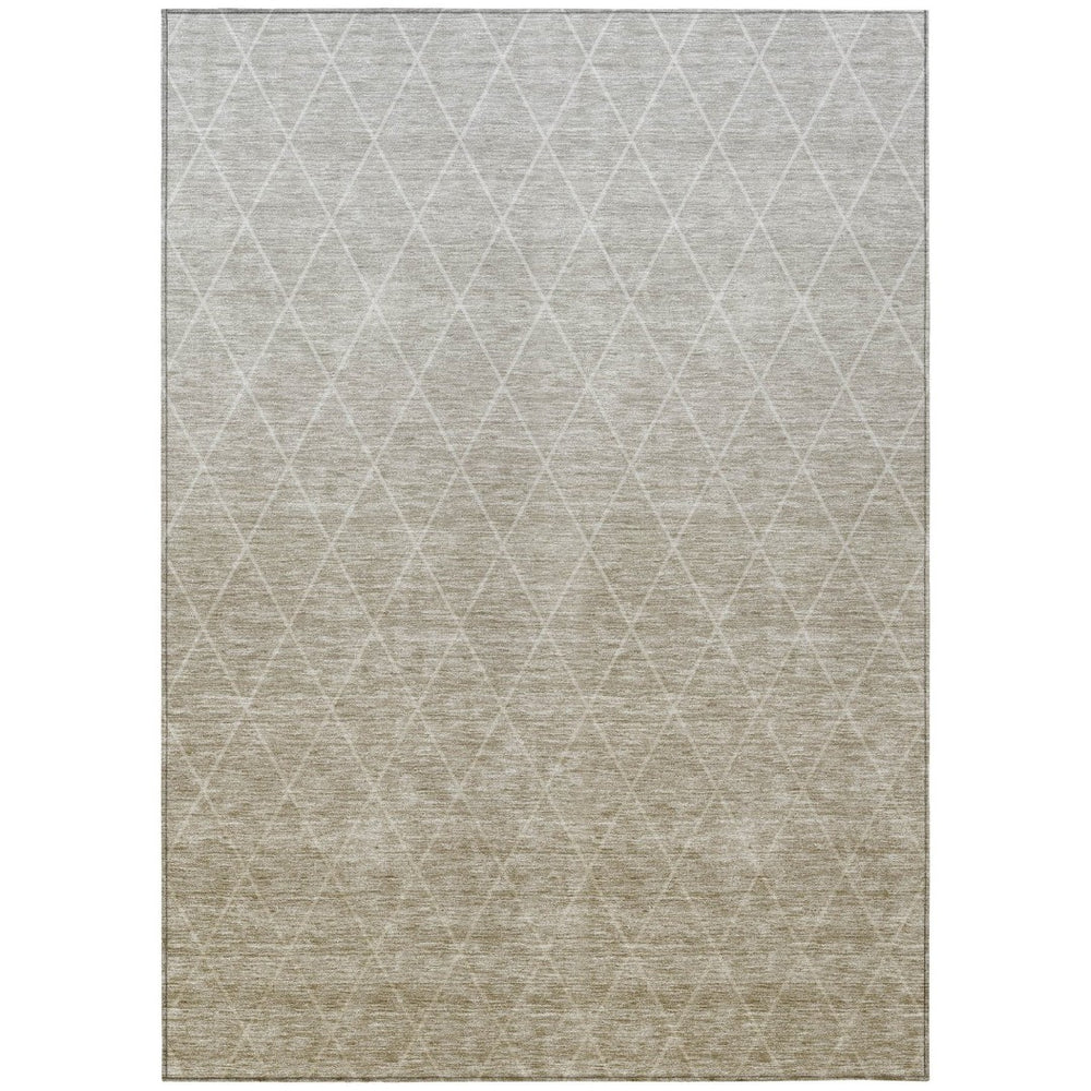 HomeRoots 9' X 12' Stylish Taupe and Gray Geometric Area Rug – Washable, Durable, Perfect for Indoor/Outdoor Use 605817
