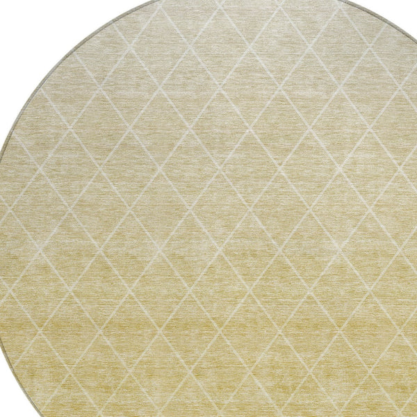 Homeroots 3' Artichoke Green Geometric Area Rug - Stylish, Washable & Durable For Indoor Or Outdoor Spaces 8' Round Polyester 605821