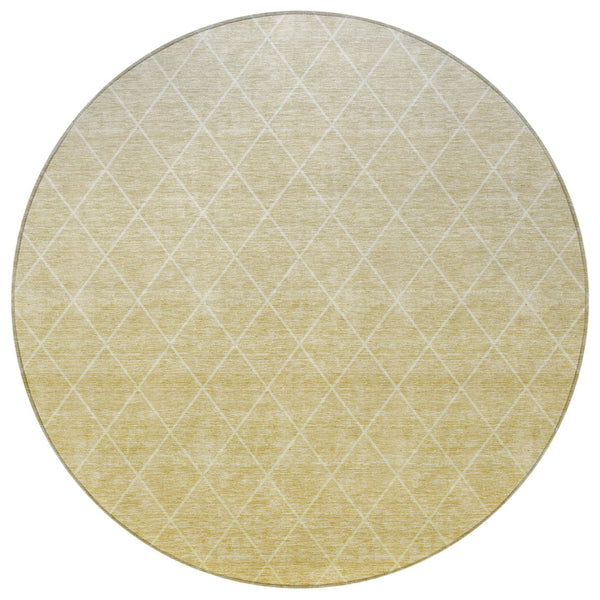 Homeroots 3' Artichoke Green Geometric Area Rug - Stylish, Washable & Durable For Indoor Or Outdoor Spaces 8' Round Polyester 605821