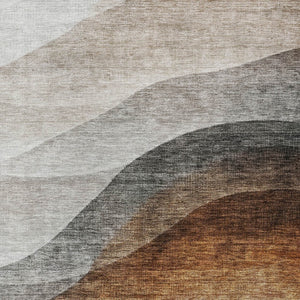 Homeroots 3' Khaki Black Terra Cotta Abstract Washable Area Rug For Indoor And Outdoor Spaces, Durable Design 3' X 5' Polyester 605825