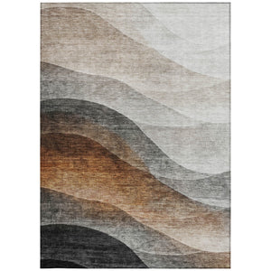 Homeroots 3' Khaki Black Terra Cotta Abstract Washable Area Rug For Indoor And Outdoor Spaces, Durable Design 5' X 8' Polyester 605826