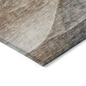 Homeroots 3' Khaki Black Terra Cotta Abstract Washable Area Rug For Indoor And Outdoor Spaces, Durable Design 5' X 8' Polyester 605826