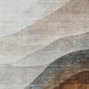 Homeroots 3' Khaki Black Terra Cotta Abstract Washable Area Rug For Indoor And Outdoor Spaces, Durable Design 5' X 8' Polyester 605826