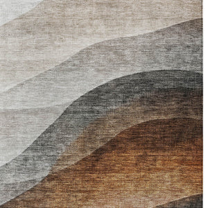 Homeroots 3' Khaki Black Terra Cotta Abstract Washable Area Rug For Indoor And Outdoor Spaces, Durable Design 8' X 10' Polyester 605828