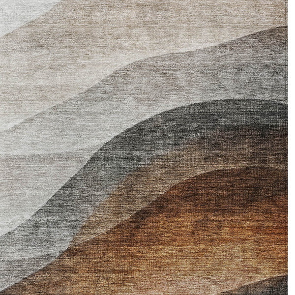 Homeroots 3' Khaki Black Terra Cotta Abstract Washable Area Rug For Indoor And Outdoor Spaces, Durable Design 8' X 10' Polyester 605828