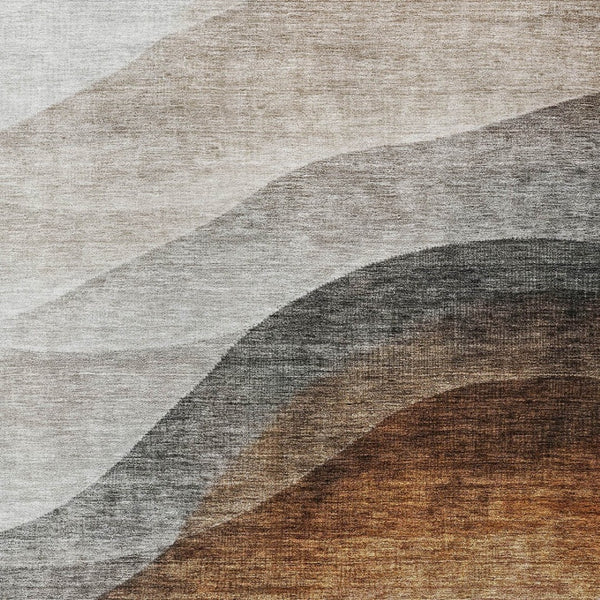 Homeroots 3' Khaki Black Terra Cotta Abstract Washable Area Rug For Indoor And Outdoor Spaces, Durable Design 9' X 12' Polyester 605829