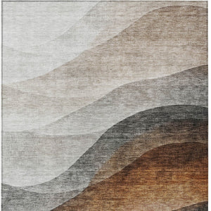 Homeroots 3' Khaki Black Terra Cotta Abstract Washable Area Rug For Indoor And Outdoor Spaces, Durable Design 10' X 14' Polyester 605830