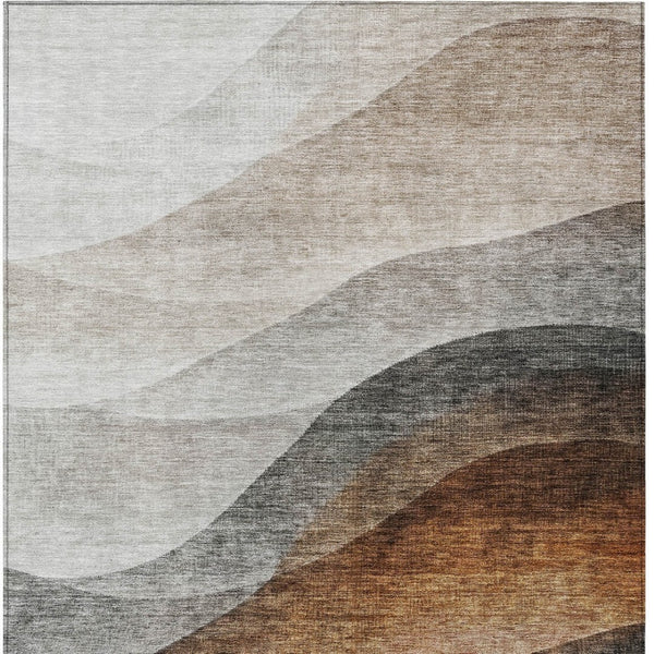 Homeroots 3' Khaki Black Terra Cotta Abstract Washable Area Rug For Indoor And Outdoor Spaces, Durable Design 10' X 14' Polyester 605830