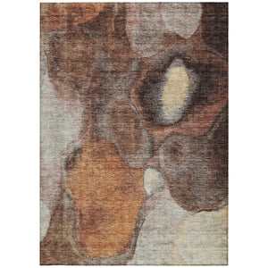 Homeroots 3' Cozy Coffee Copper And Beige Abstract Washable Area Rug For Indoor And Outdoor Spaces 3' X 5' Polyester 605831