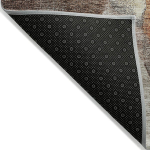 HomeRoots 5' Stylish Coffee Copper and Beige Abstract Area Rug - Washable, Durable Indoor/Outdoor Design 5' X 8' 605832
