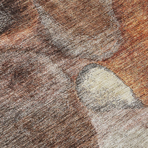 Homeroots 3' Cozy Coffee Copper And Beige Abstract Washable Area Rug For Indoor And Outdoor Spaces 8' Round Polyester 605833