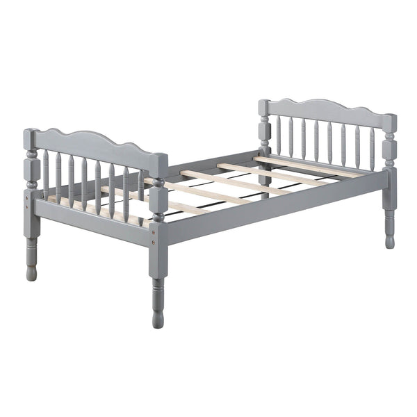English Elm Grey Twin Over Twin Bunk Bed - Space-Saving Design, Sturdy Pine Construction & Safe Access Features B062S00492