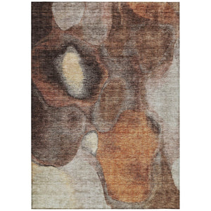 HomeRoots 5' Stylish Coffee Copper and Beige Abstract Area Rug - Washable, Durable Indoor/Outdoor Design 8' X 10' 605834
